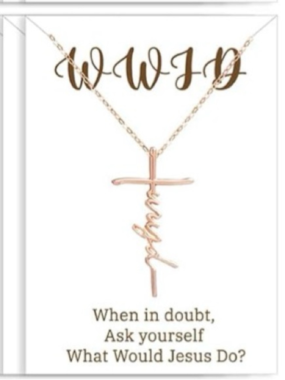 WWJD Cross Necklace Rose Gold What Would Jesus Do Christian Jewelry Gift
